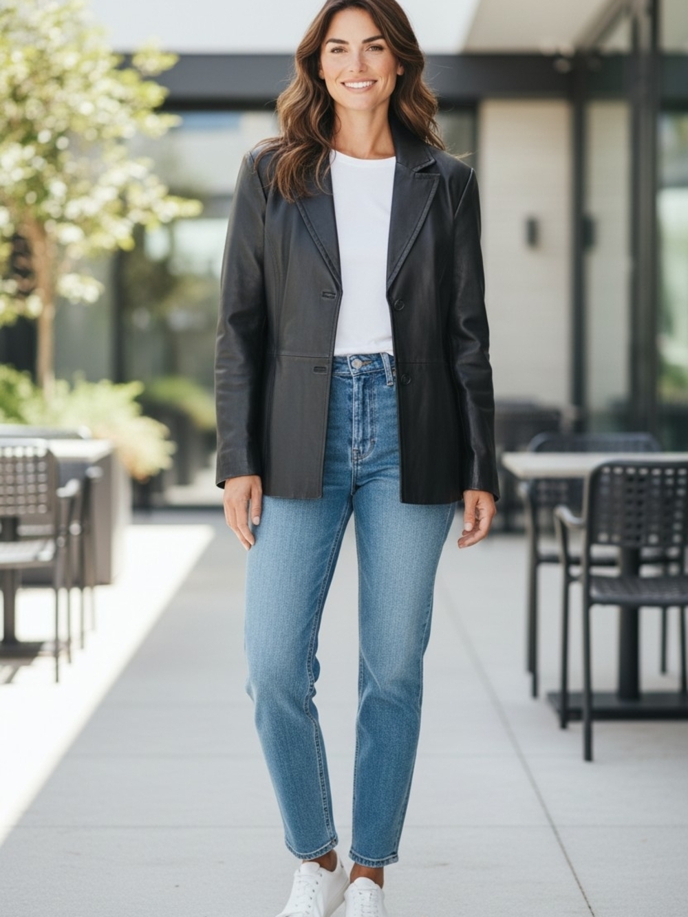Worthington Black Leather Blazer Jacket
